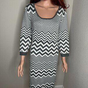 Pink Rose Black and White Chevron Dress